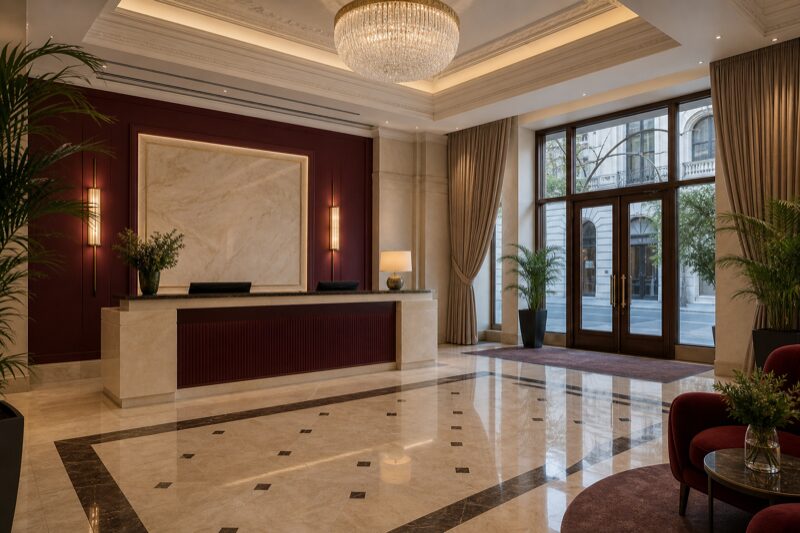 Szálloda lobby recepcióval